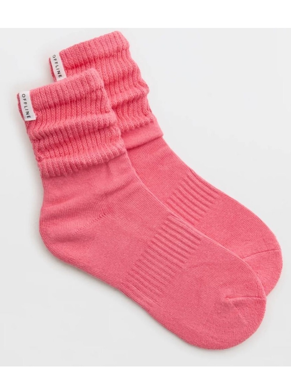 OFFLINE Playful Pink Short Scrunch Tab Logo Cotton Socks